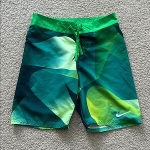 Nike Boy's Green and Yellow Board Shorts